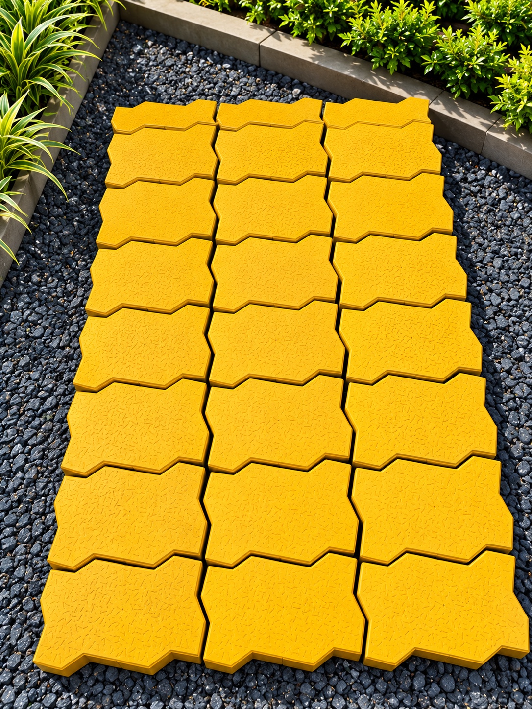 Yellow paver blocks